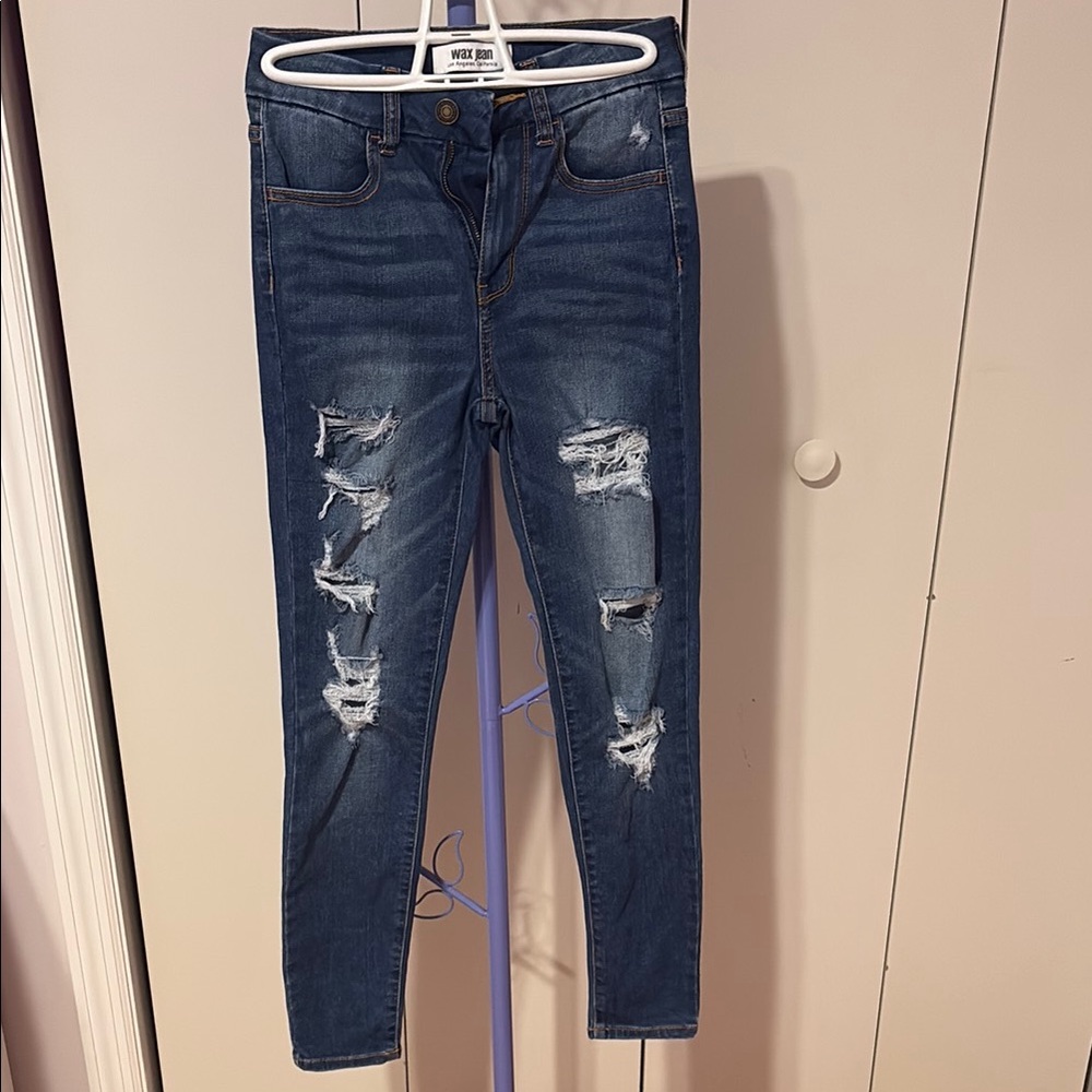 Distressed Blue Jeans